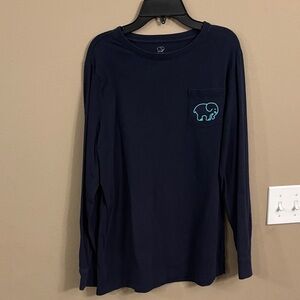 Womens Ivory Ella Size Medium Navy Long Sleeve Pocket Tee